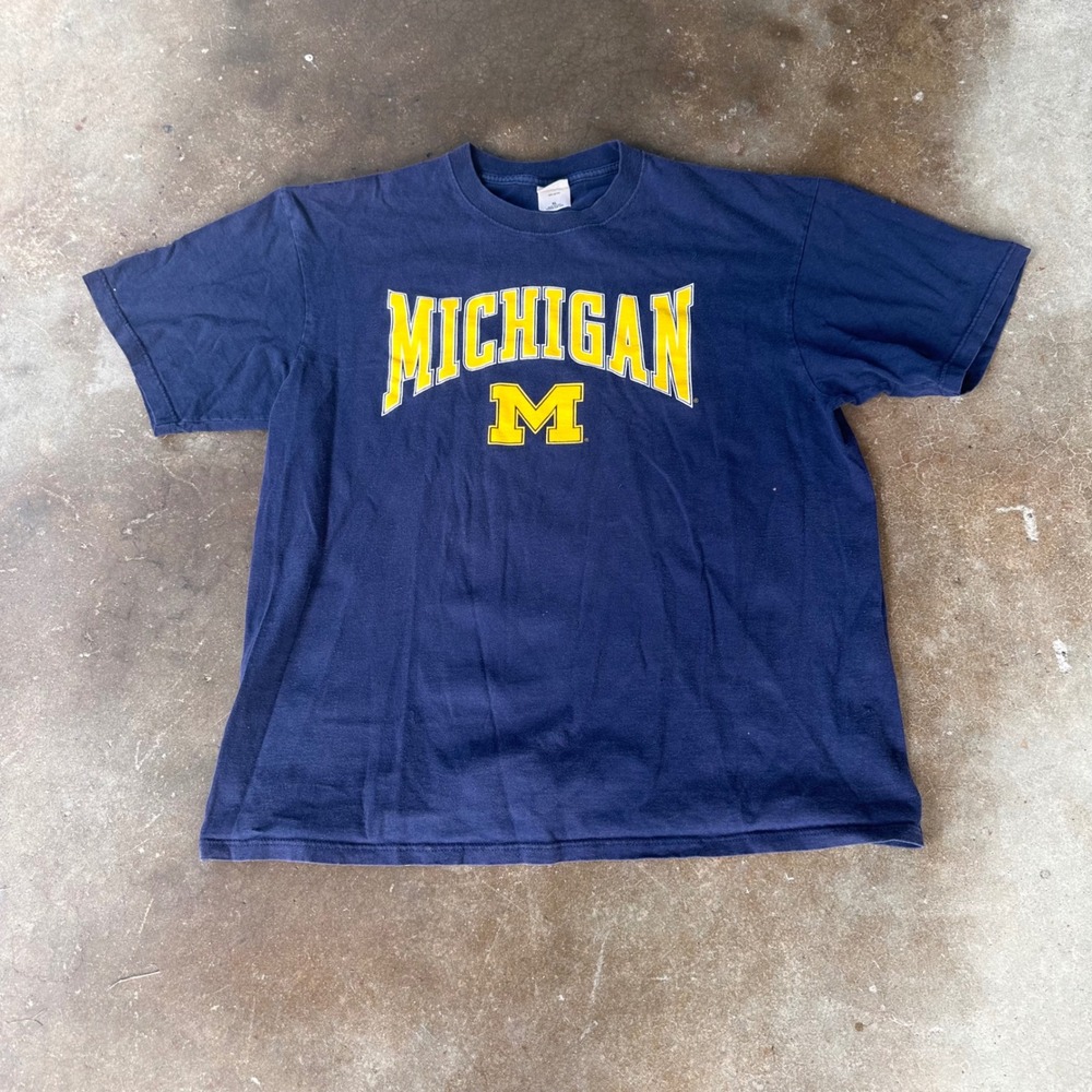 M.J. Soffe T-Shirt Mens XL Blue Good Michigan Wolverines Graphic Made in USA